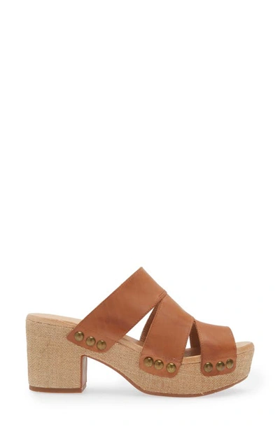 Chocolat Blu Griffin Platform Slide Sandal In Whiskey Leather