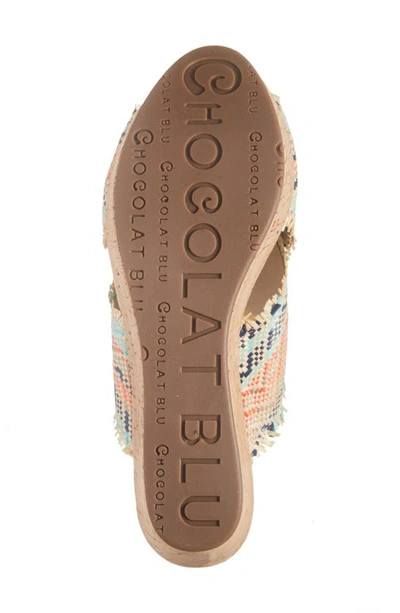 Shop Chocolat Blu Wella Platform Sandal In Aqua-coral Raffia