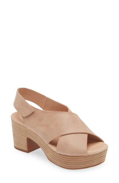 Shop Chocolat Blu Glendora Slingback Platform Sandal In Beige Leather