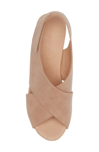 Chocolat Blu Glendora Slingback Platform Sandal In Beige Leather