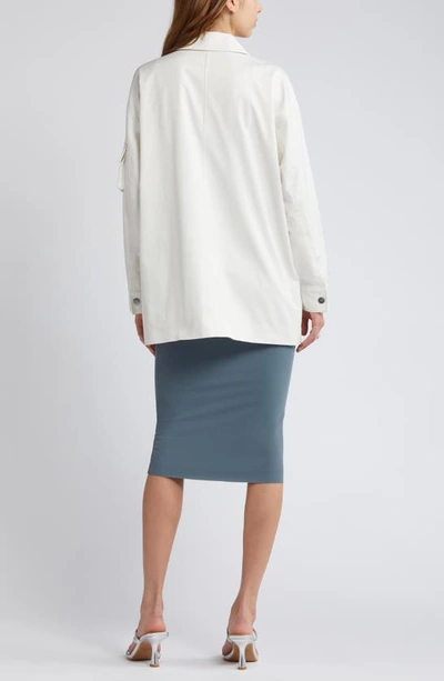 Shop Open Edit Oversize Twill Utility Jacket In Ivory Cloud