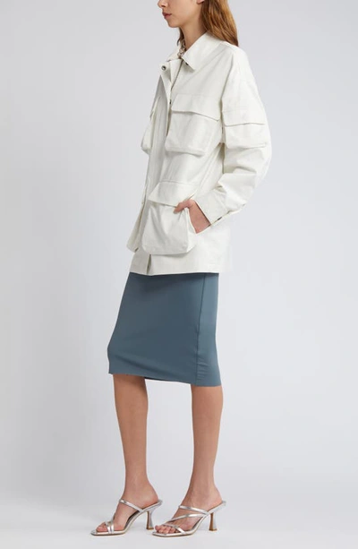Open Edit Oversize Twill Utility Jacket In Ivory Cloud