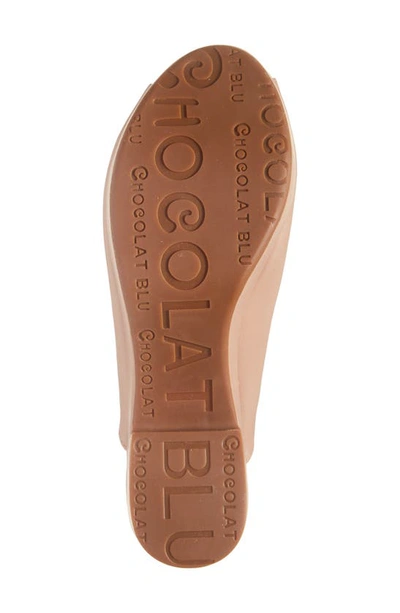 Chocolat Blu Platform Slide Sandal In Latte Leather