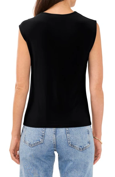 Shop Vince Camuto Draped Cross Neck Sleeveless Top In Rich Black