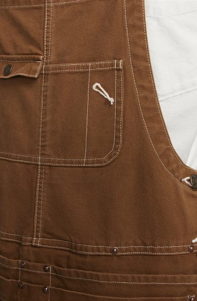 Shop Nike Cotton Canvas Carpenter Overalls In Light British Tan/ Cacao Wow