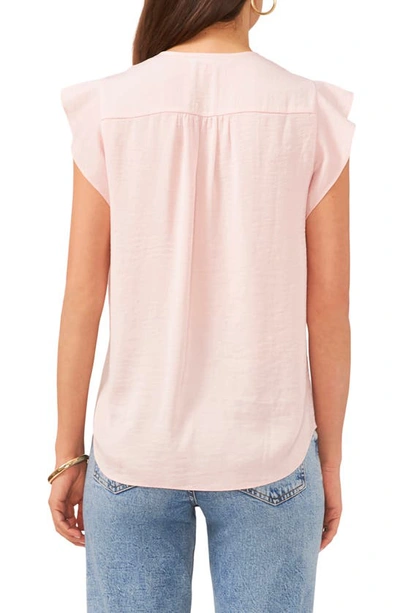 Shop Vince Camuto Ruffle Sleeve Satin Top In Pink Orchid