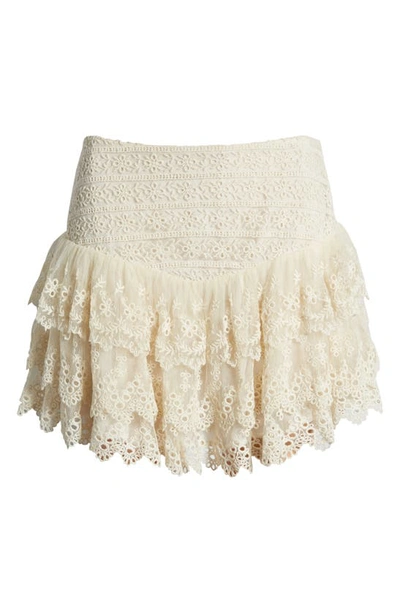 Shop Loveshackfancy Limina Broderie Anglaise Tiered Miniskirt In Cream