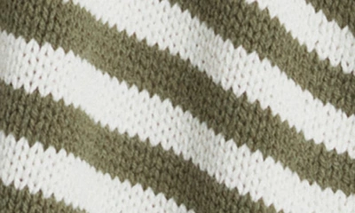Shop Splendid Lily Stripe Cotton Blend Crop Cardigan In Natural/ Olive Stripe