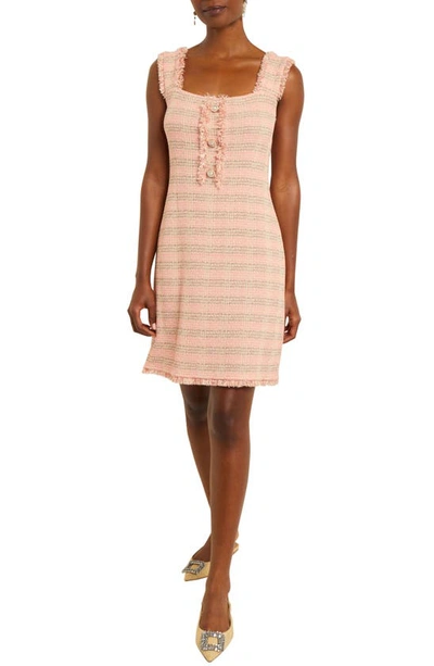 Shop Misook Fringed Sleeveless A-line Dress In Pink
