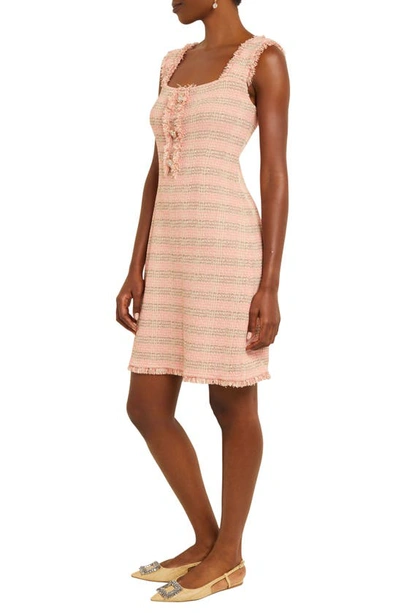 Shop Misook Fringed Sleeveless A-line Dress In Pink