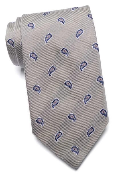 Shop David Donahue Neat Stripe Paisley Silk & Cotton Tie In Gray