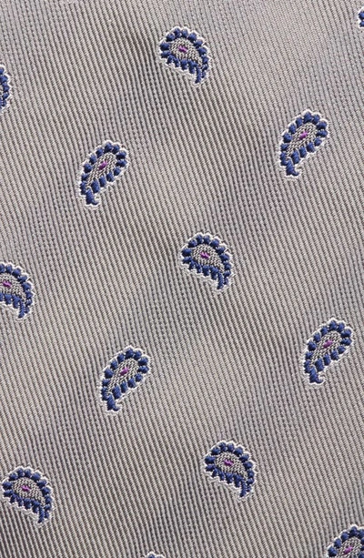 Shop David Donahue Neat Stripe Paisley Silk & Cotton Tie In Gray