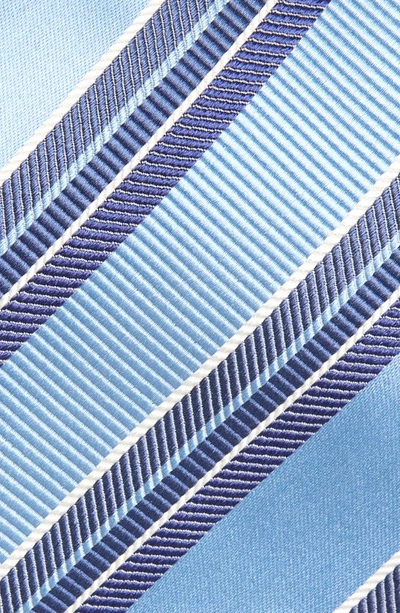 Shop David Donahue Stripe Silk & Cotton Tie In Blue