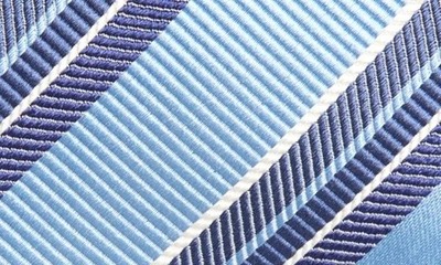 David Donahue Stripe Silk & Cotton Tie In Blue