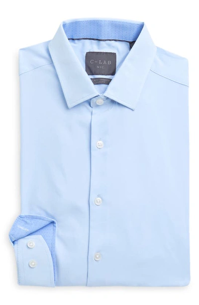 Shop C-lab Nyc 4-way Stretch Solid Woven Dress Shirt In 49 Light Blue
