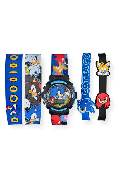 Shop Accutime Sonic Flashing Lcd Watch Set With Interchangeable Straps & Bracelets In Blue Multi