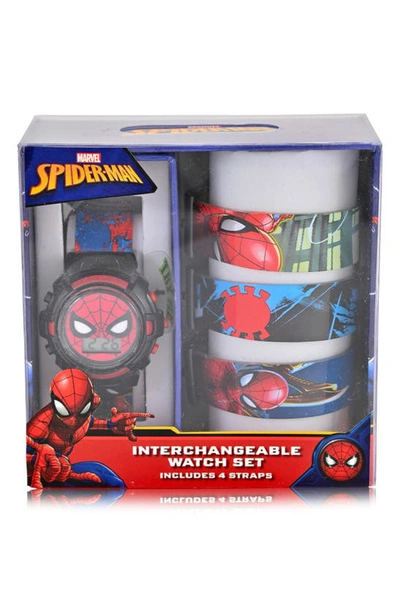 Shop Accutime Spiderman® Lcd Watch With Interchangeable Straps In Black Multi