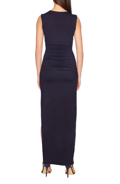 Shop Susana Monaco Gathered Sleeveless Body-con Dress In Midnight