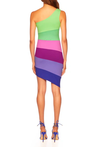 Shop Susana Monaco Colorblock One-shoulder Body-con Dress In Maldives