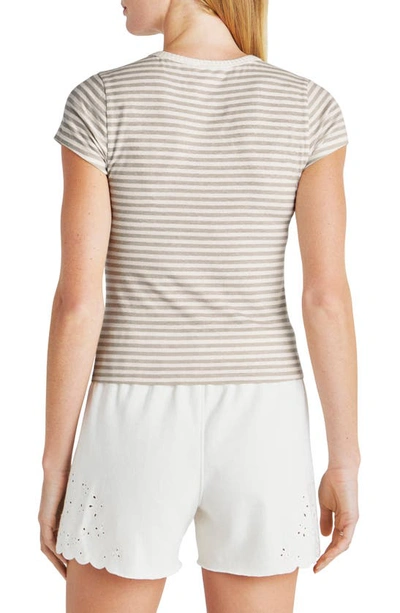 Shop Splendid Candice Stripe Linen Blend T-shirt In Fawn Stripe