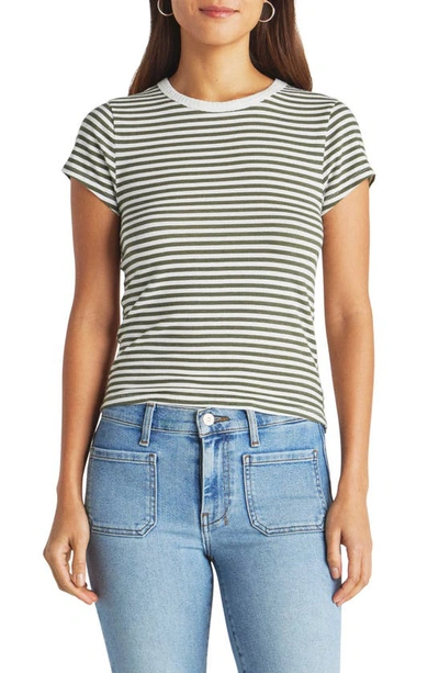 Shop Splendid Candice Stripe Linen Blend T-shirt In Olive Stripe