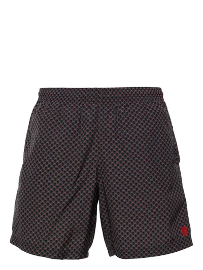 Shop Alexander Mcqueen Dots Skull Swim Shorts In Grey