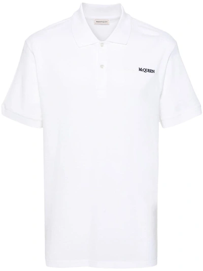 Shop Alexander Mcqueen Logo Organic Cotton Polo Shirt In White