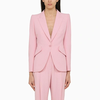 Shop Alexander Mcqueen Single-breasted Jacket In Pink