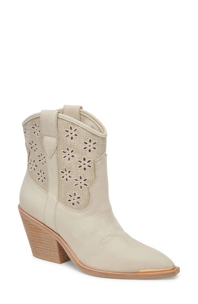 Shop Dolce Vita Nashe Western Bootie In Oatmeal Floral Eyelet