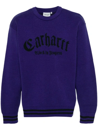 Shop Carhartt Wip Logo Nylon Sweater In Purple