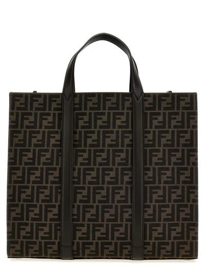 Shop Fendi 'ff' Shopping Bag In Brown