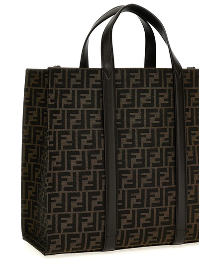 Shop Fendi 'ff' Shopping Bag In Brown
