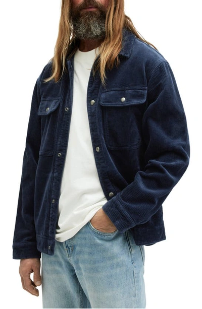 Shop Allsaints Castleford Relaxed Corduroy Overshirt In Starry Blue