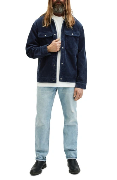 Shop Allsaints Castleford Relaxed Corduroy Overshirt In Starry Blue