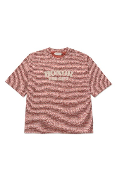 Shop Honor The Gift Stripe Boxy Logo Graphic T-shirt In Brick