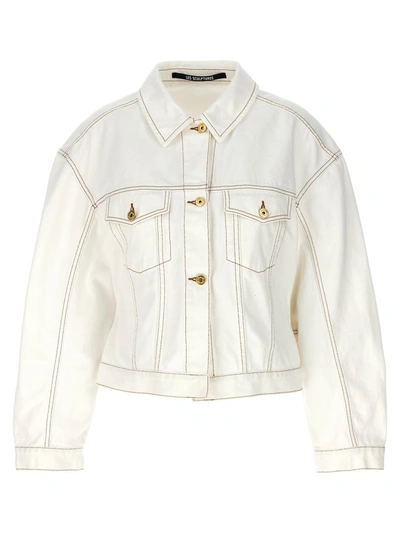 Shop Jacquemus 'la Veste De-nîmes' Jacket In White/black