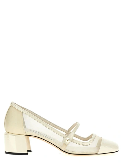 Jimmy Choo 45mm Elisa Mesh Mary Jane Pumps In White
