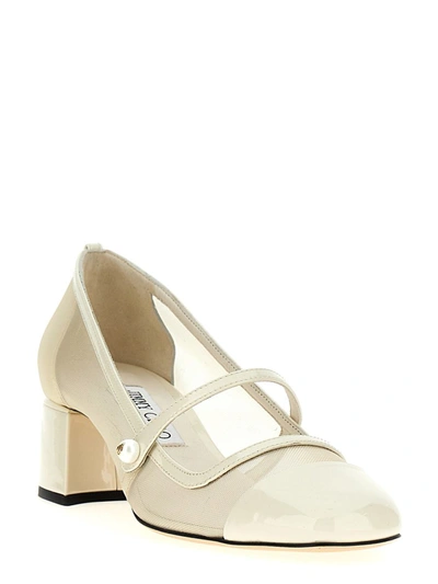 Jimmy Choo 45mm Elisa Mesh Mary Jane Pumps In White