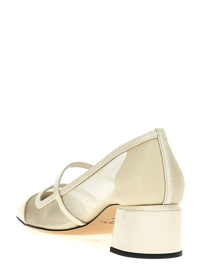 Jimmy Choo 45mm Elisa Mesh Mary Jane Pumps In White