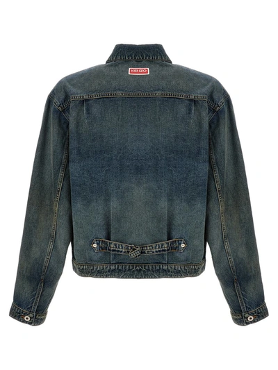 Shop Kenzo 'stone Bleach Trucker' Jacket In Blue