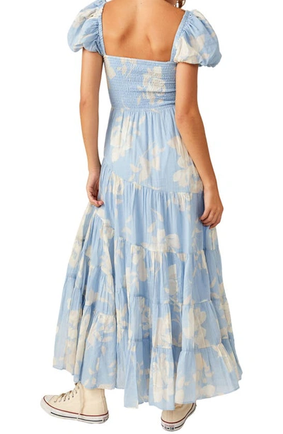 Shop Free People Sundrenched Floral Tiered Maxi Sundress In Sky Combo