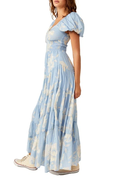 Shop Free People Sundrenched Floral Tiered Maxi Sundress In Sky Combo