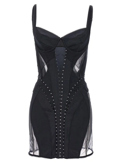Shop Mugler 'lingerie Corset' Dress In Black