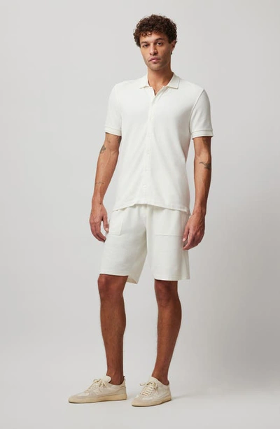 Shop Atm Anthony Thomas Melillo Cotton Piqué Short Sleeve Button-up Shirt In Chalk