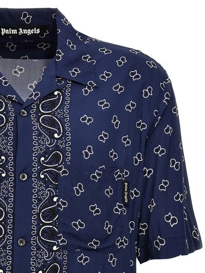 Shop Palm Angels 'paisley Bowling' Shirt In Blue