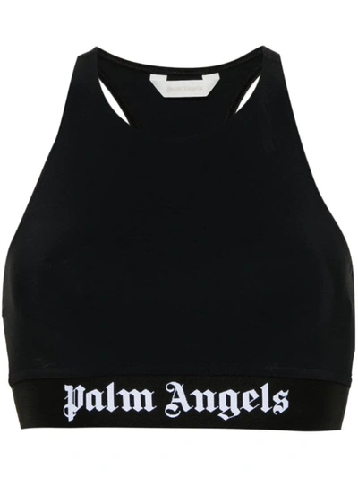 Shop Palm Angels Logo Sport Top In Black