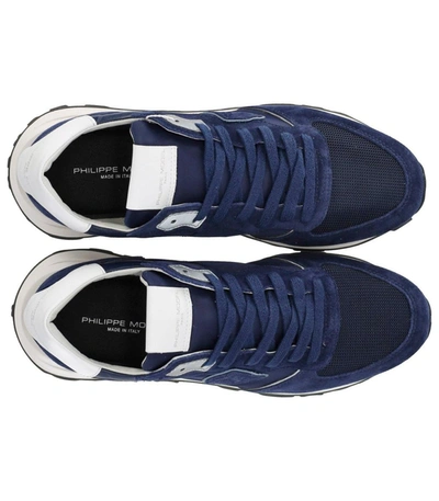 Shop Philippe Model Tropez Haute Low Mondial Blue Sneaker