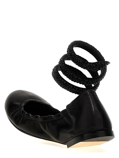 René Caovilla Rene Caovilla Cleo 10 Crystal Ballerinas In Black