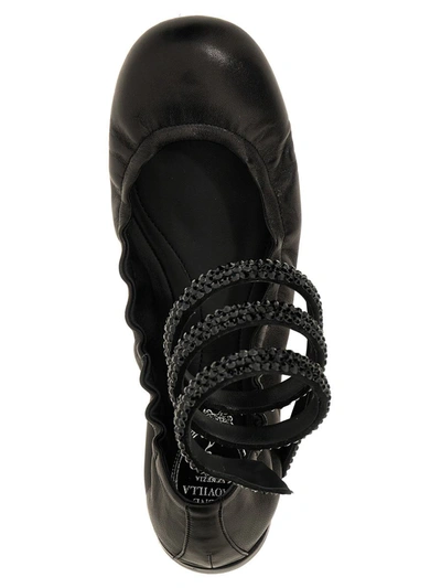 René Caovilla Rene Caovilla Cleo 10 Crystal Ballerinas In Black