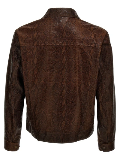 Shop Salvatore Santoro Reptile Print Jacket In Brown